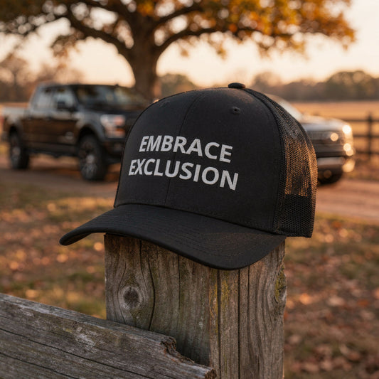 EMBRACE EXCLUSION Trucker Black Cap