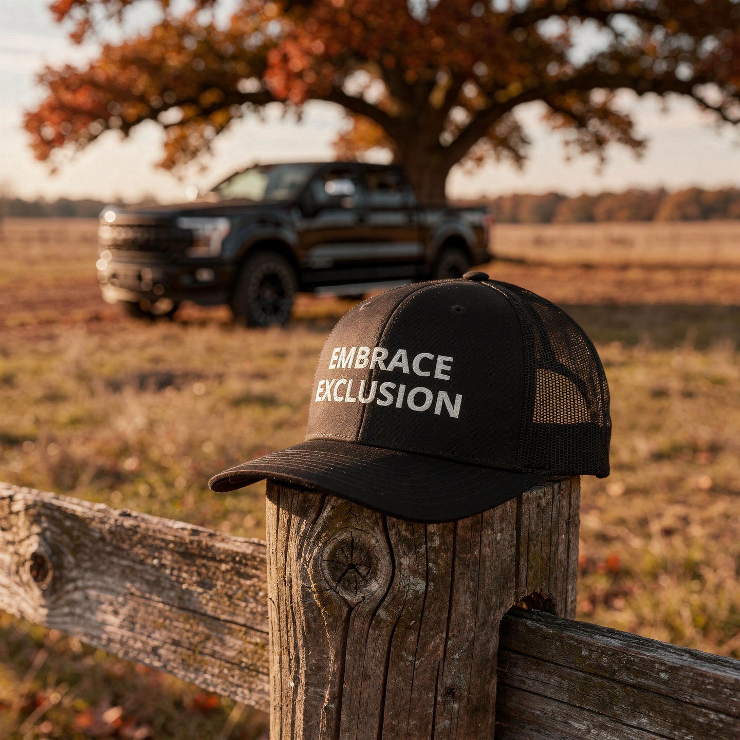 EMBRACE EXCLUSION Trucker Black Cap