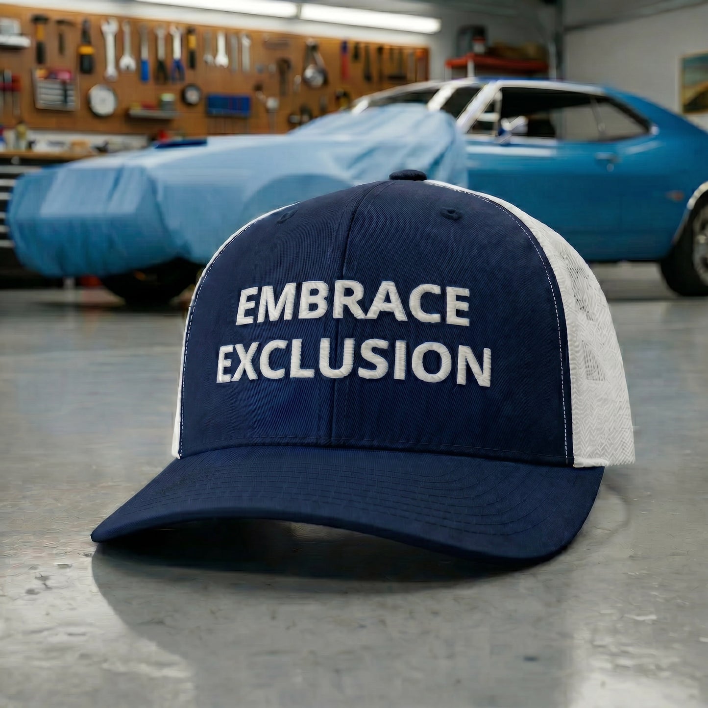 EMBRACE EXCLUSION Trucker White/Navy Cap