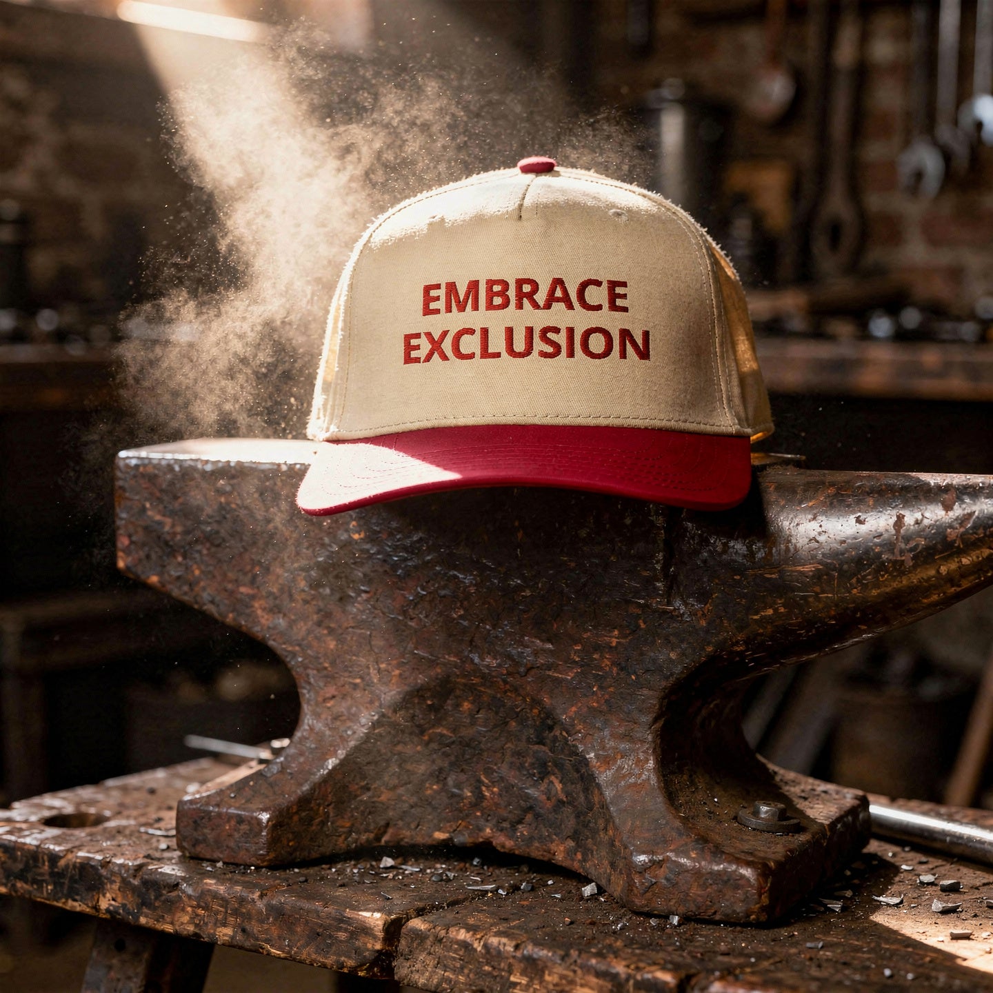 EMBRACE EXCLUSION Vintage Tan/Dark Red Hat